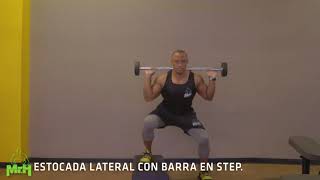 Ejercicio estocada lateral con barra en step [upl. by Luhar]