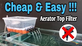 Aerator top filter DIY  Aerator airlift filter DIY  Aquarium filter DIY [upl. by Macknair431]