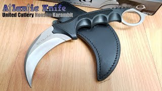 UNITED CUTLERY 875quot HONSHU KARAMBIT FIXED HAWKBILL BLADE BLACK HANDLE KNIFE 2786 [upl. by Uokes]