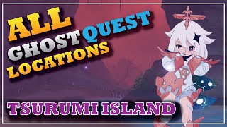 All Ghost Location on Tsurumi Island  complete  timestamps in desc  ghost quest  Genshin Impact [upl. by Alahs]