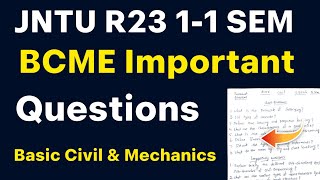 basic civil and mechanics important questions r23 jntu bcme jntuk jntugv jntua 1stsem r23impquestion [upl. by Sigfried]