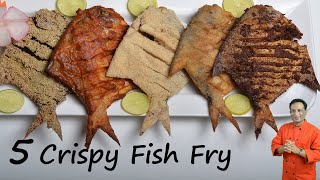 Fish Fry  5 Crispy Pomfret Fish frys  Rava Fish Fry Street Recipe Fish Fry Chettinad Fish fry [upl. by Loss]