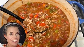 Stuffed Pepper Soup  Quick Easy Homemade Dinner [upl. by Cirilo]