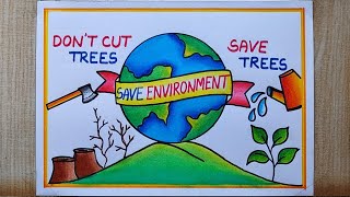 World Environment Day drawing Save Environment drawing easy Save Earth poster drawing easy [upl. by Filippo862]