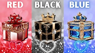 Choose your gift 💖🎁😭3 gift box challenge2 good vs 1 bad Red Black Blue 3giftbox [upl. by Gilberta]