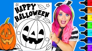 Coloring Happy Halloween Pumpkin JackoLantern Coloring Page  Ohuhu Art Markers [upl. by Tito]