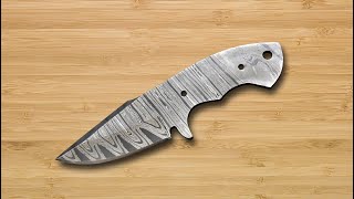 Utility Skinner Knife Damascus Steel Blank Blade Skinning Hunting Knife HandmadeKnife Making Supply [upl. by Shah]