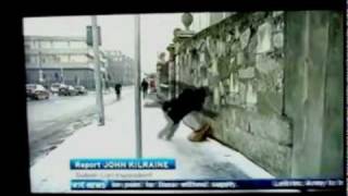 REMIX Guy falls on ice  RTE News 080110  REMIX ice ice Baby [upl. by Yllime847]