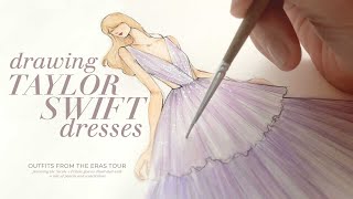 DRAW WITH ME ✨ Taylor Swift fashion sketches [upl. by Hepza]