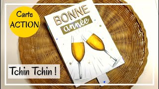 TUTO CARTE  BONNE ANNEE  Verres qui trinquent VRAIMENT  Carte INTERACTIVE ACTION  DIY Scrap [upl. by Neenej]