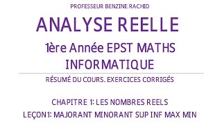 EXERCICES ANALYSE 1ERE ANNEE CHAP1 LECON1 [upl. by Achilles786]