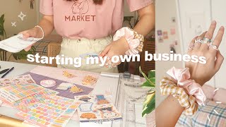 starting my own business 🧸 preparing for shop launch designing stickers scrunchies jewelry art [upl. by Elleira]