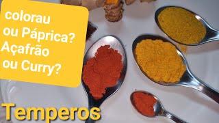 Açafrão ou Curry Colorau ou Páprica São Iguais Diferença dos temperos receitas sabores [upl. by Mcguire]