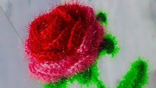 Rose Crochet Handicraft🌹Rose Flowers Activity Creations😍બોવજ સુંદર ગુલાબ નું ફુલ [upl. by Yrret]