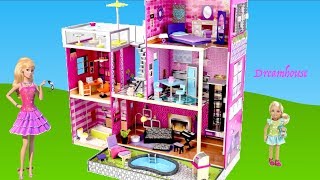 Barbie Dolls 3 story Modern Dreamhouse  KidKcraft Dollhouse Unboxing Assembly Full house Tour [upl. by Rriocard]