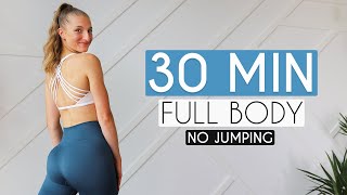 30 MIN FULL BODY HIIT No Jumping  No Equipment [upl. by Mccallion]