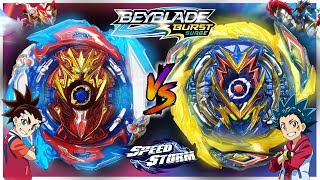 INFINITE ACHILLES A6 vs BRAVE VALTRYEK V6 Beyblade Burst Surge Epic Battle Aiger VS Valt [upl. by Linda]