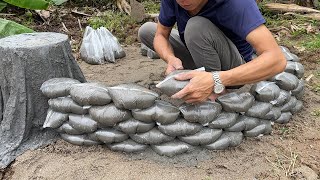 Very Cool Cement Ideas  Garden Decoration with Aquarium Flower Pot Table and Chair all in one [upl. by Delores529]