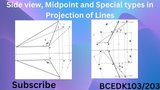 SIDE VIEW SPECIAL TYPE AND MID POINT PROBLEMS IN PROJECTION OF lines Projection of lines [upl. by Ahseyn]