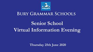 Year 7 Virtual Welcome Event  Bury Grammar School Boys [upl. by Riccardo]