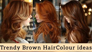 Trendy Brown Hair Colour  Stunning Red Brown Haircolour Trends 2024stylesforall haircolorideas [upl. by Jonme]