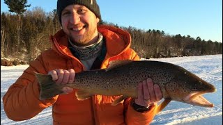 Ice Fishing Lake Superior Bayfield WI 2016 trout fishing Lake Superior [upl. by Leesa]