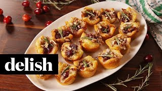 How to Make Cranberry Brie Bites  Recipe  Delish [upl. by Annitsirhc]