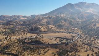 Tehachapi Live Train Cams Benji Drone at The Loop with an east bound UP 11152020 [upl. by Neelat]