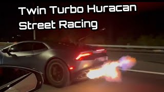 Twin Turbo Huracan VS Twin Turbo Audi R8 amp C7 Z06  Epic Street Racing [upl. by Bik497]