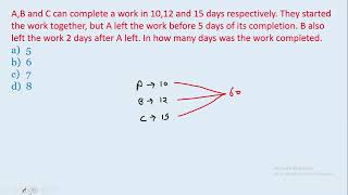 AB and C can complete a work in 1012 and 15 days respectively They started the work  edu214 [upl. by Anitrak924]