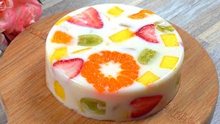 Easy Fruit Yogurt Jelly Cake Just need Fruit and Yogurt No oven No Gelatin [upl. by Iras]