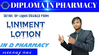 Liniment and lotion DIPLOMA IN PHARMACY PHARMACEUTICS [upl. by Werd]