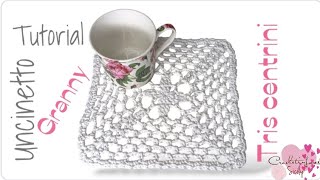 Tris centrini Granny quadratipiastrella 🧶trio of doilies [upl. by Pryor788]