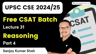 Reasoning Day 4  CSAT Lecture 31 by CSATian  CSAT PYQs  SSM Funda  Sanjay Kumar Shah [upl. by Okun]