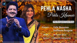 Pehla Nasha Pehla Khumar Lyrics  Udit Narayan Sadhana Sargam  Aamir Khan  90s Love Hindi Song [upl. by Airitac270]