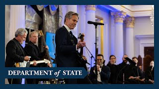 Secretary of State Blinken plays guitar at the launch of the Global Music Diplomacy Initiative [upl. by Estis]