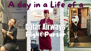 A day in a life of a Qatar Airways Purser  Filipino Flight Attendant [upl. by Nirol]