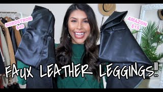 NORDSTROM VS AMAZON Faux Leather Leggings TRY ON amp REVIEW  2019 Fall Fashion [upl. by Ashby]