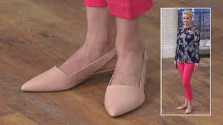 Franco Sarto Suede Pointed Toe SlingBacks  Vellez on QVC [upl. by Leirda]