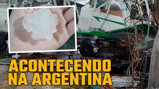 VENTO DE 150 KMH  GRANIZO GIGANTE E INUNDAÃ‡Ã•ES NA ARGENTINA [upl. by Nelubez]