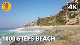 4K 1000 Steps Beach in Laguna Beach Walking Tour  Orange County 🔊 Binaural Sound [upl. by Dragde]