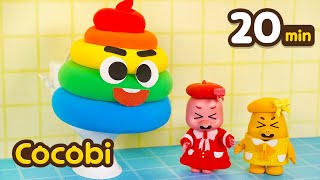 Comemos Comida de Colores y Hacemos Popó de Arco Iris🌈💩  Juego de Colores en Inglés  Cocobi [upl. by Akenaj]