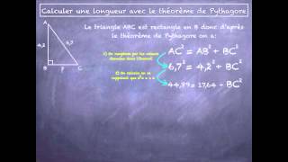 Calcul de la longueur dun côté de langle droit avec Pythagore [upl. by Ecirtahs]