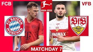 🔴 LIVE FC BAYERN MÜNCHEN VS VFB STUTTGART  BUNDESLIGA 20242025 [upl. by Aihsened]