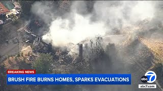 San Bernardino brush fire destroys more than half dozen homes [upl. by Imat]