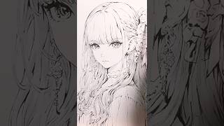 A satisfying ink manga portrait drawing shorts [upl. by Dlaniger]