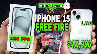 iPhone 15 1 year gaming review with Handcam  iphone 15 for Free Fire  iphone 15 bbd dont miss [upl. by Marcel602]