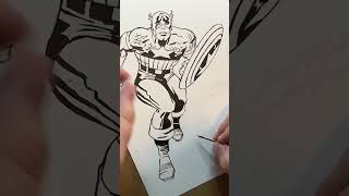 Inking Jack Kirby’s Captain America pt3 inking howtodraw captainamerica [upl. by Romola]