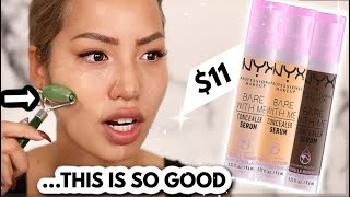 NEW NYX COSMETICS BARE WITH ME CONCEALER  TESTING VIRAL FACE ROLLER HACK [upl. by Barcot]