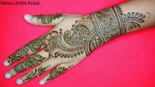 Easy and simple trending Diwali special mehndi design for back handBest mehndi design for festival [upl. by Charis]